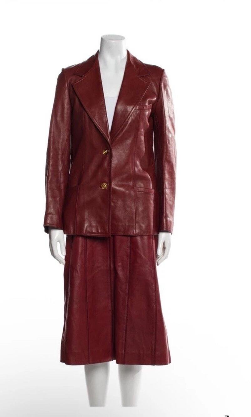 Vintage 1990’s Gucci Leather Blazer And Skirt - Picture 1 of 6